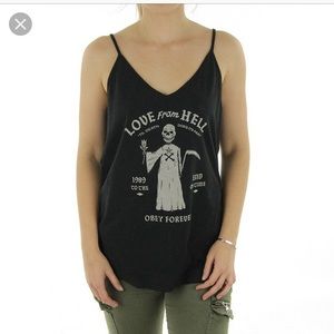 Small Obey grim reaper backless black tank top